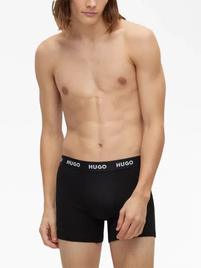 Hugo Boss Logo-waistband Cotton Boxers (pack Of Three) In Black