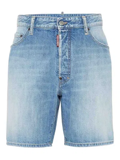Dsquared2 Blue Jeans With Five-pocket Design And Logo Patch On The Back In Blue