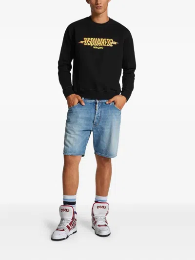 Dsquared2 Blue Jeans With Five-pocket Design And Logo Patch On The Back In Blue