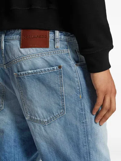 Dsquared2 Blue Jeans With Five-pocket Design And Logo Patch On The Back In Blue