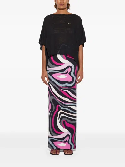 Pucci Marmo-printed High-waisted Maxi Skirt In Multi