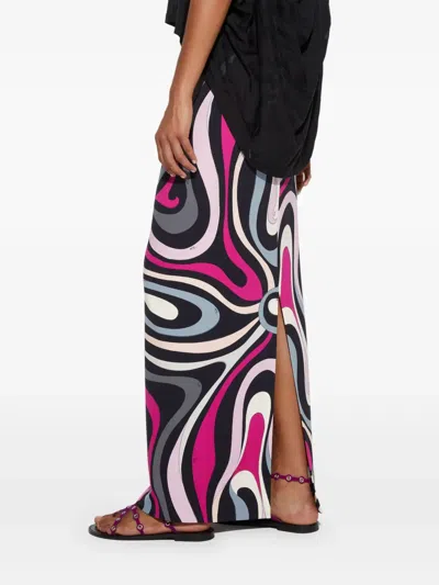 Pucci Marmo-printed High-waisted Maxi Skirt In Multi