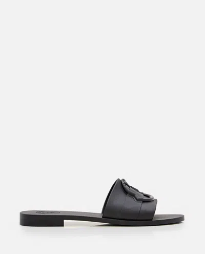 Moncler Black Rubber Slippers In Black