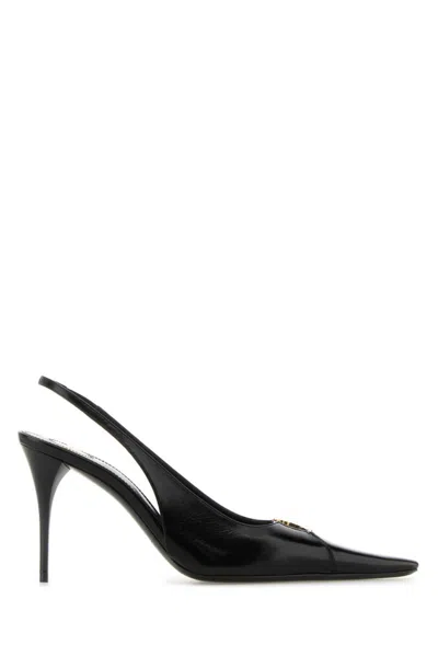 Saint Laurent Women Babylone Breteuil Open Back Pump In Smooth Leather In Black