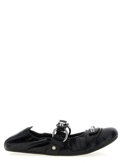 Balenciaga City Nappa Leather Ballet Flats In Black