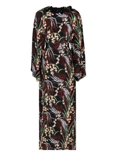 P.a.r.o.s.h Parosh Printed Crepe Dress In Schwarz
