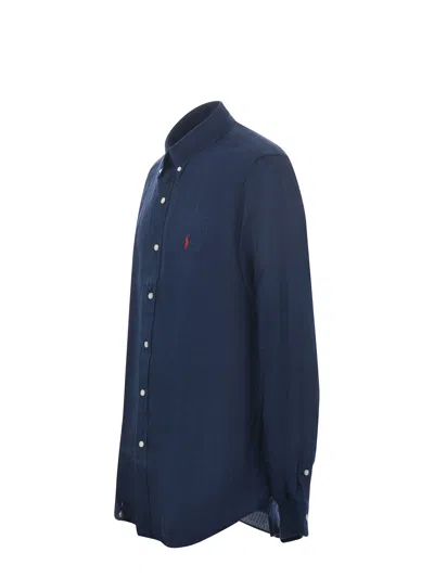 Polo Ralph Lauren Mens Navy Long-sleeved Garment-dyed Custom-fit Cotton Oxford Shirt Xl In Blue