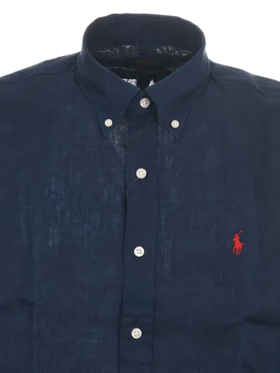 Polo Ralph Lauren Mens Navy Long-sleeved Garment-dyed Custom-fit Cotton Oxford Shirt Xl In Blue