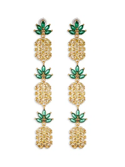 Eye Candy Los Angeles Women's Luxe Goldtone & Cubic Zirconia Pineapple Drop Earrings In Yellow Gold Green