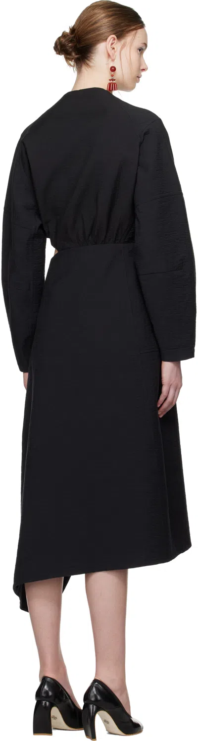 Tory Burch Black Cotton Wrap Midi Dress In Black