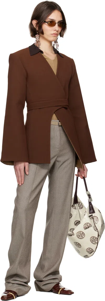 Tory Burch Pierced Mule In Russet Brown / Gold