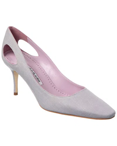 Manolo Blahnik Toplaca 70 Linen Pump In Grey