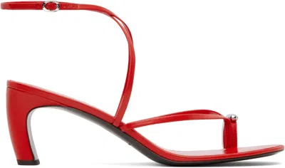 Tory Burch Pierced Multi-strap Heeled Sandal In Blazing Red / Silver