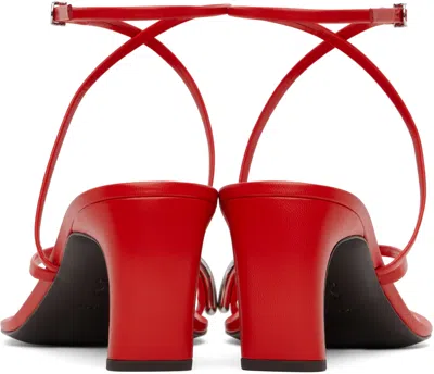 Tory Burch Pierced Multi-strap Heeled Sandal In Blazing Red / Silver