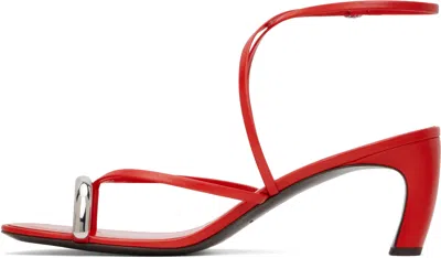 Tory Burch Pierced Multi-strap Heeled Sandal In Blazing Red / Silver