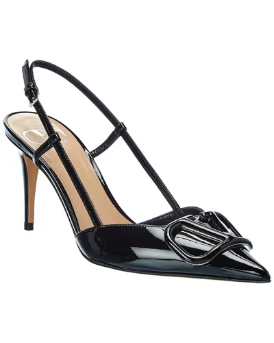 Valentino Vlogo Signature Leather Slingback Pump In Black