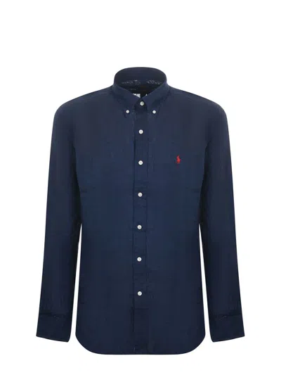 Polo Ralph Lauren Mens Navy Long-sleeved Garment-dyed Custom-fit Cotton Oxford Shirt Xl In Blue
