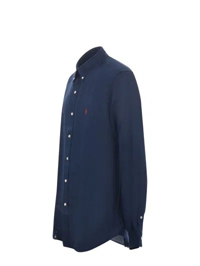 Polo Ralph Lauren Mens Navy Long-sleeved Garment-dyed Custom-fit Cotton Oxford Shirt Xl In Blue