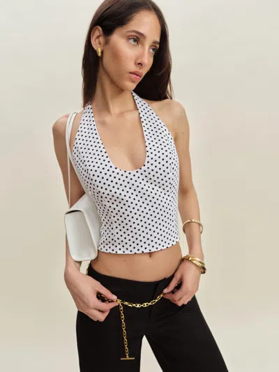 Reformation Sasha Linen Top In Eclipse Dot
