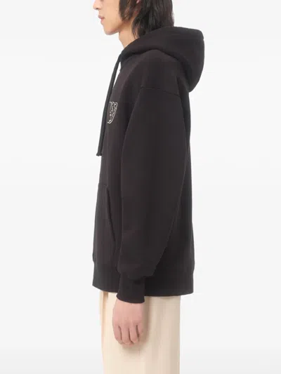 Valentino Logoed Cotton Hoodie Kangaroo Pockets In Black
