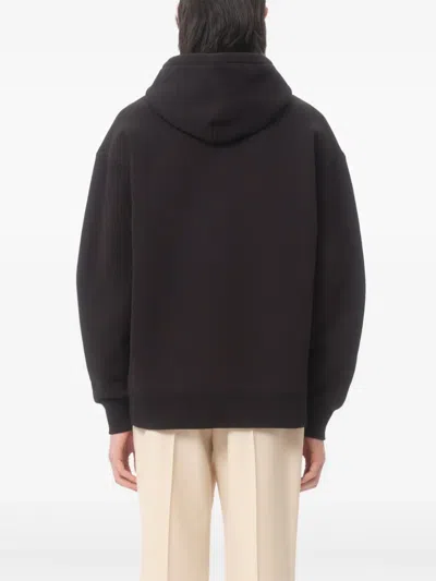 Valentino Logoed Cotton Hoodie Kangaroo Pockets In Black