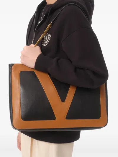 Valentino Logoed Cotton Hoodie Kangaroo Pockets In Black