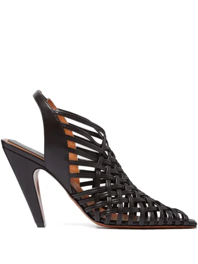 Stella Mccartney Spure Woven Slingback Peep-toe Pumps In Black