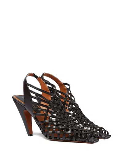 Stella Mccartney Spure Woven Slingback Peep-toe Pumps In Black