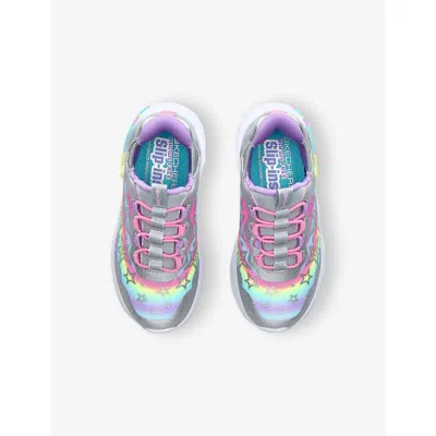 Skechers Silver Kids' Unicorn Dreams Light-up Woven Low-top Trainers Eur 30 / 12 Uk In Silver