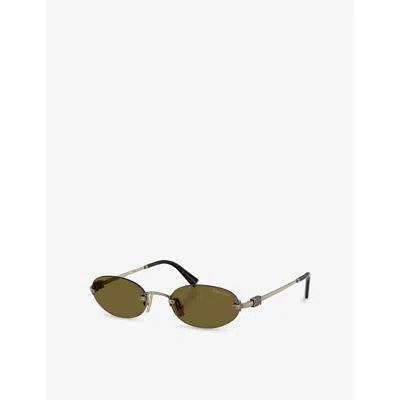 Miu Miu Womens Gold A54s Oval-frame Metal Sunglasses In Gold