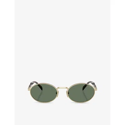 Prada Womens Gold 65zs Oval-frame Metal Sunglasses