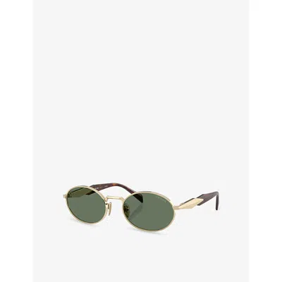Prada Womens Gold 65zs Oval-frame Metal Sunglasses