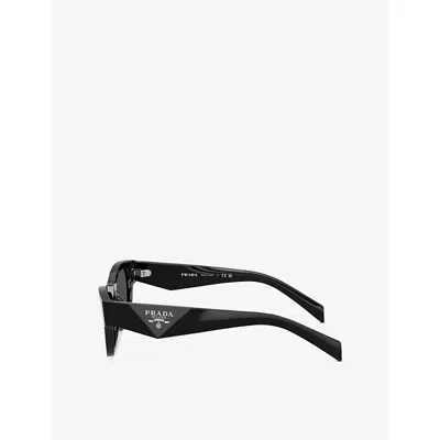 Prada 0pr B09s Bold Rectangular Frame Black Acetate Sunglasses In Black
