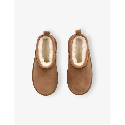 Ugg Kids Classic Ultra Mini Twinface Sheepskin Booties In Chestnut