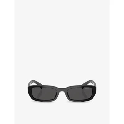 Prada Womens Black Pr B06s Rectangle-frame Acetate Sunglasses In Black