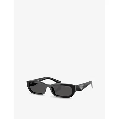 Prada Womens Black Pr B06s Rectangle-frame Acetate Sunglasses In Black