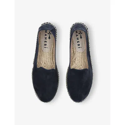 Manebi Suede Hamptons Double Sole Espadrilles 40 In Navy