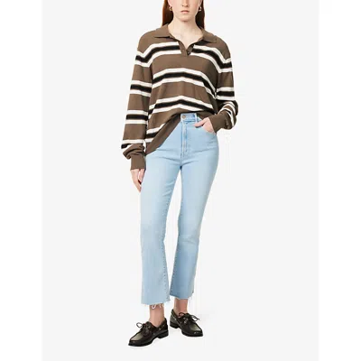 Mother Womens Balls In Your Court The Hustler Ankle Fray Cotton-blend Jeans In No Offense But