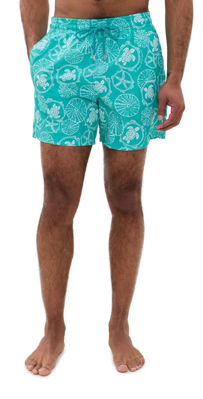 Vilebrequin Mens Vert Disco Moorea Printed Swim Shorts Xxl In Multi