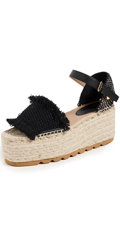 Stella Mccartney Gaia Jacquard Webbing And Alter Mat Espadrilles Black In Black