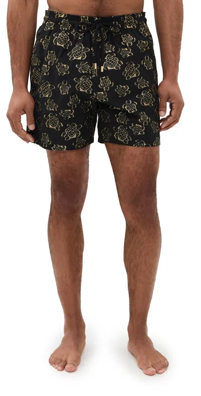 Vilebrequin Turtle Embroidered Moopea Swim Shorts In Black