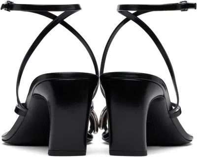 Tory Burch Pierced Leather Toe Ring Strappy Sandals In Perfect Black / Silv