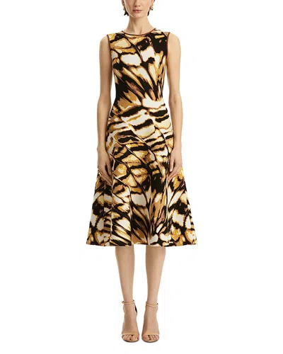 Oscar De La Renta Sleeveless Butterfly Jacquard Knit Dress In Black Multi