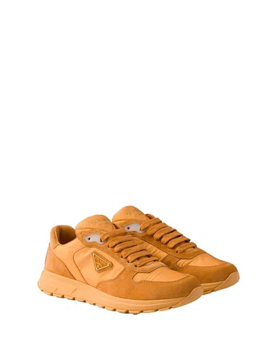 Prada Prax 2.0 Re-nylon And Suede Sneakers In Orange