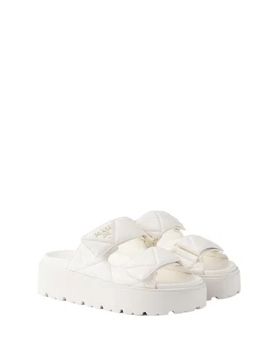 Prada Padded Nappa Leather Slides In Ivory