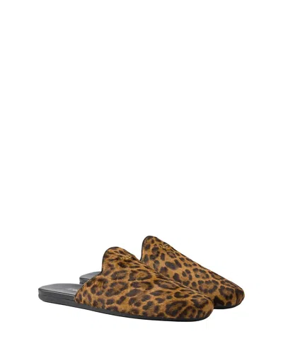 Prada Leopard Calf Hair Flat Mules In Brown