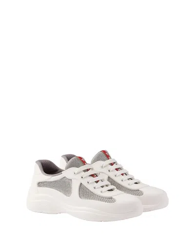 Prada White Lace Up Sneakers In Multi