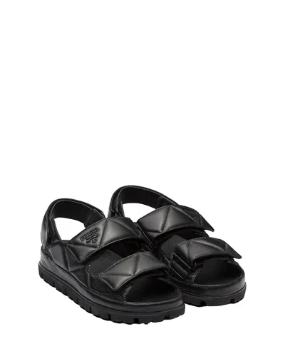 Prada Quilted Leather Slingback Sporty Sandals In Black