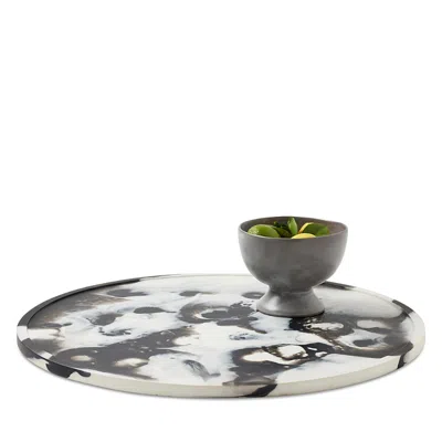 Blue Pheasant Hugo Swirled Lazy Susan, 24 In Black Swirled