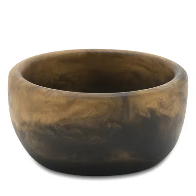 Blue Pheasant Hugo Black And Gold Swirled Resin Serving Bowl, Set Of 2